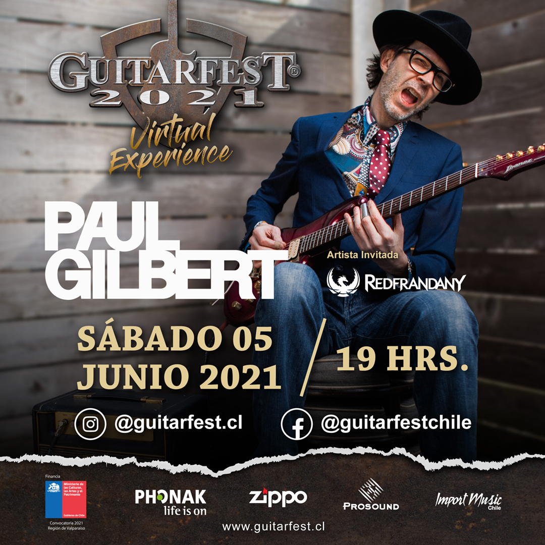 Paul Gilbert encabezará la versión virtual de Guitarfest